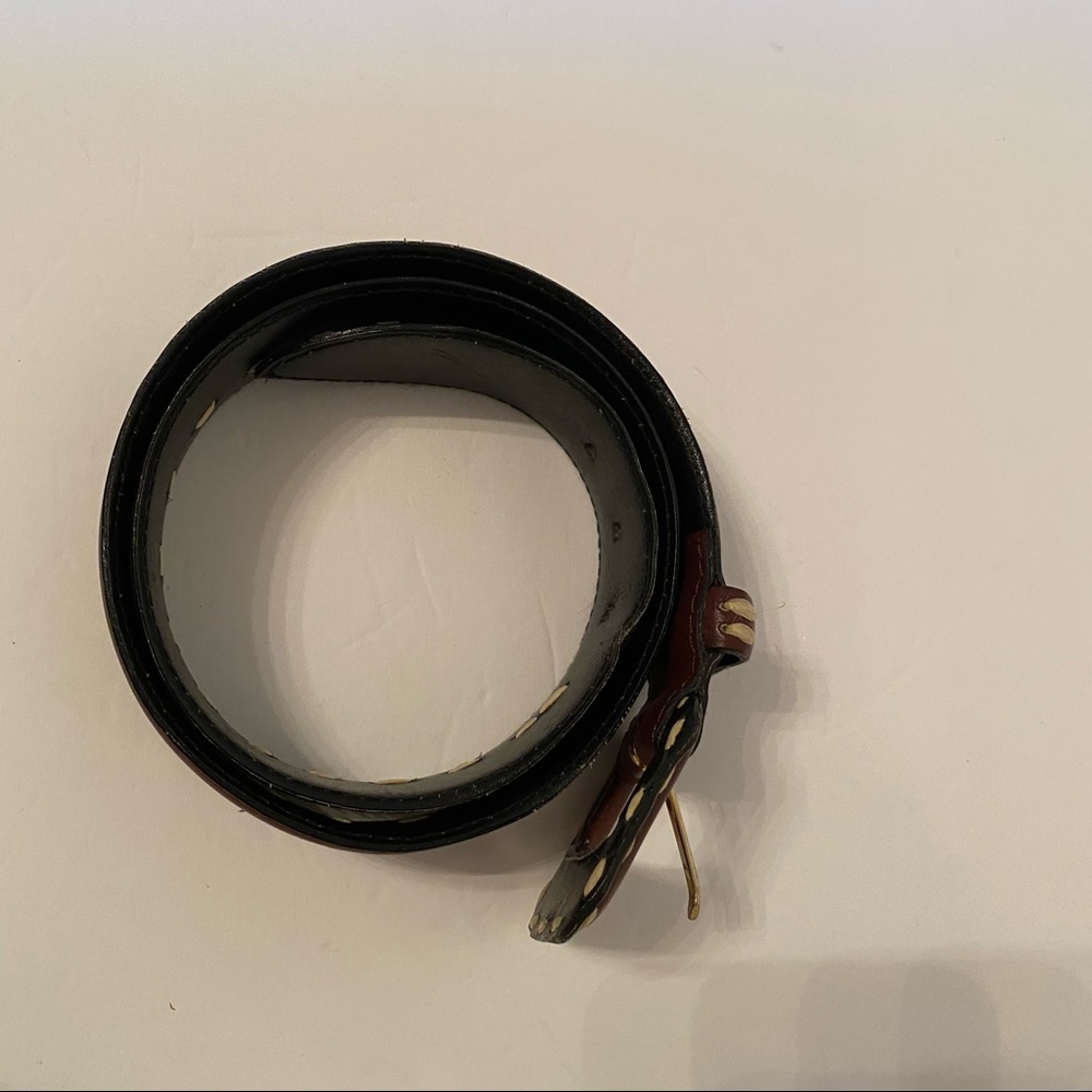 💎 GIVENCHY COUTURE BELT BROWN LEATHER CREAM STITCHING DESIGNER LUXURY SMALL Fit - Picture 13 of 14
